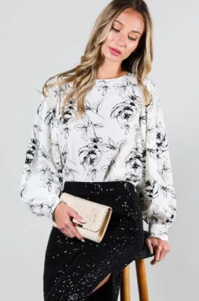 Black and White Floral Top