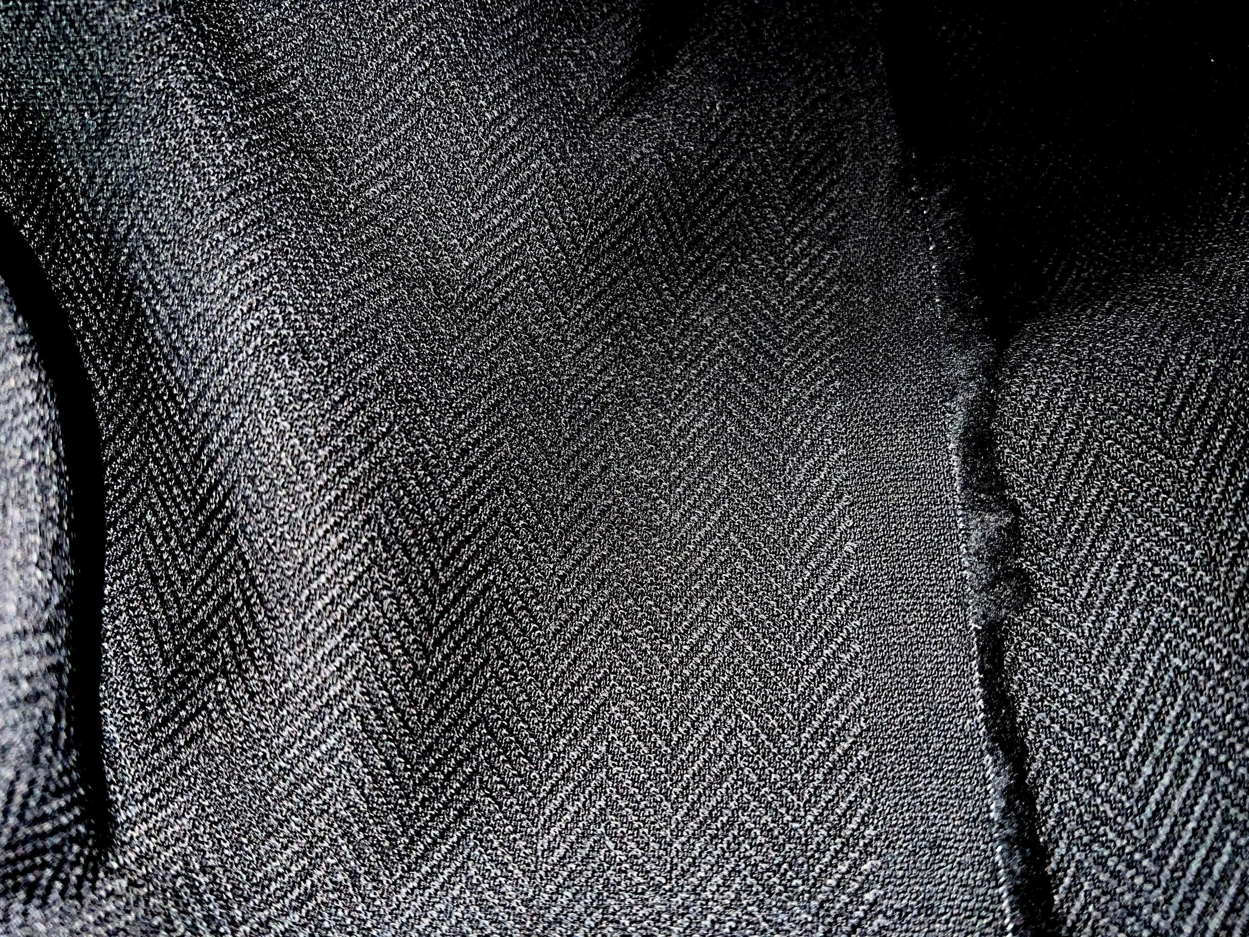 Black Lightweight 100% Wool Herringbone     1/4 Metre Price