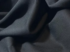 Black Lightweight 100% Wool Herringbone     1/4 Metre Price