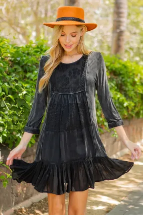 Charcoal Embroidered Dress by Young Threads