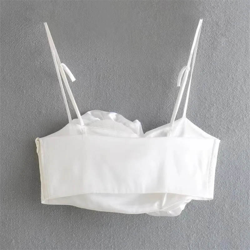 DressBetty - Spaghetti Strap Chic Camis Tank Lady Side Zipper Short Sling Crop Tops