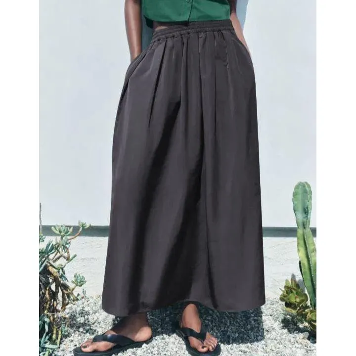 Elasticated Poplin Midi Skirt