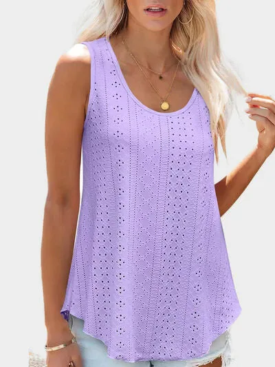 Florira Eyelet Round Neck Tank – Must-Have Sleeveless Top | Small-2XL | 7 Colors | Chic & Versatile
