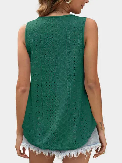 Florira Eyelet Round Neck Tank – Must-Have Sleeveless Top | Small-2XL | 7 Colors | Chic & Versatile