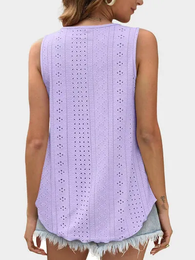 Florira Eyelet Round Neck Tank – Must-Have Sleeveless Top | Small-2XL | 7 Colors | Chic & Versatile
