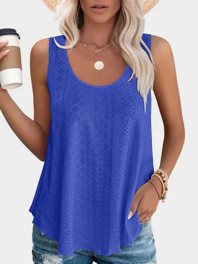 Florira Eyelet Round Neck Tank – Must-Have Sleeveless Top | Small-2XL | 7 Colors | Chic & Versatile