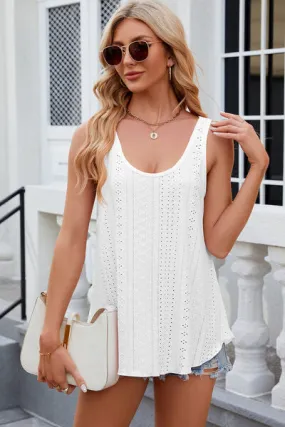 Florira Eyelet Round Neck Tank – Must-Have Sleeveless Top | Small-2XL | 7 Colors | Chic & Versatile