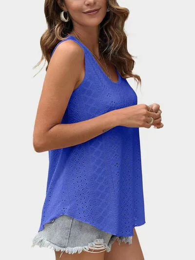 Florira Eyelet Round Neck Tank – Must-Have Sleeveless Top | Small-2XL | 7 Colors | Chic & Versatile