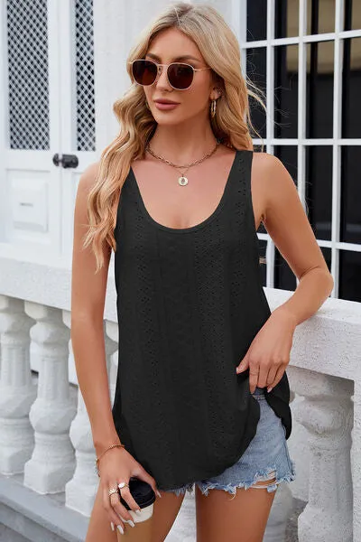 Florira Eyelet Round Neck Tank – Must-Have Sleeveless Top | Small-2XL | 7 Colors | Chic & Versatile