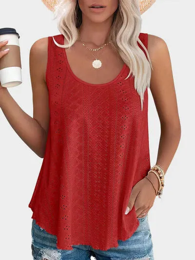 Florira Eyelet Round Neck Tank – Must-Have Sleeveless Top | Small-2XL | 7 Colors | Chic & Versatile