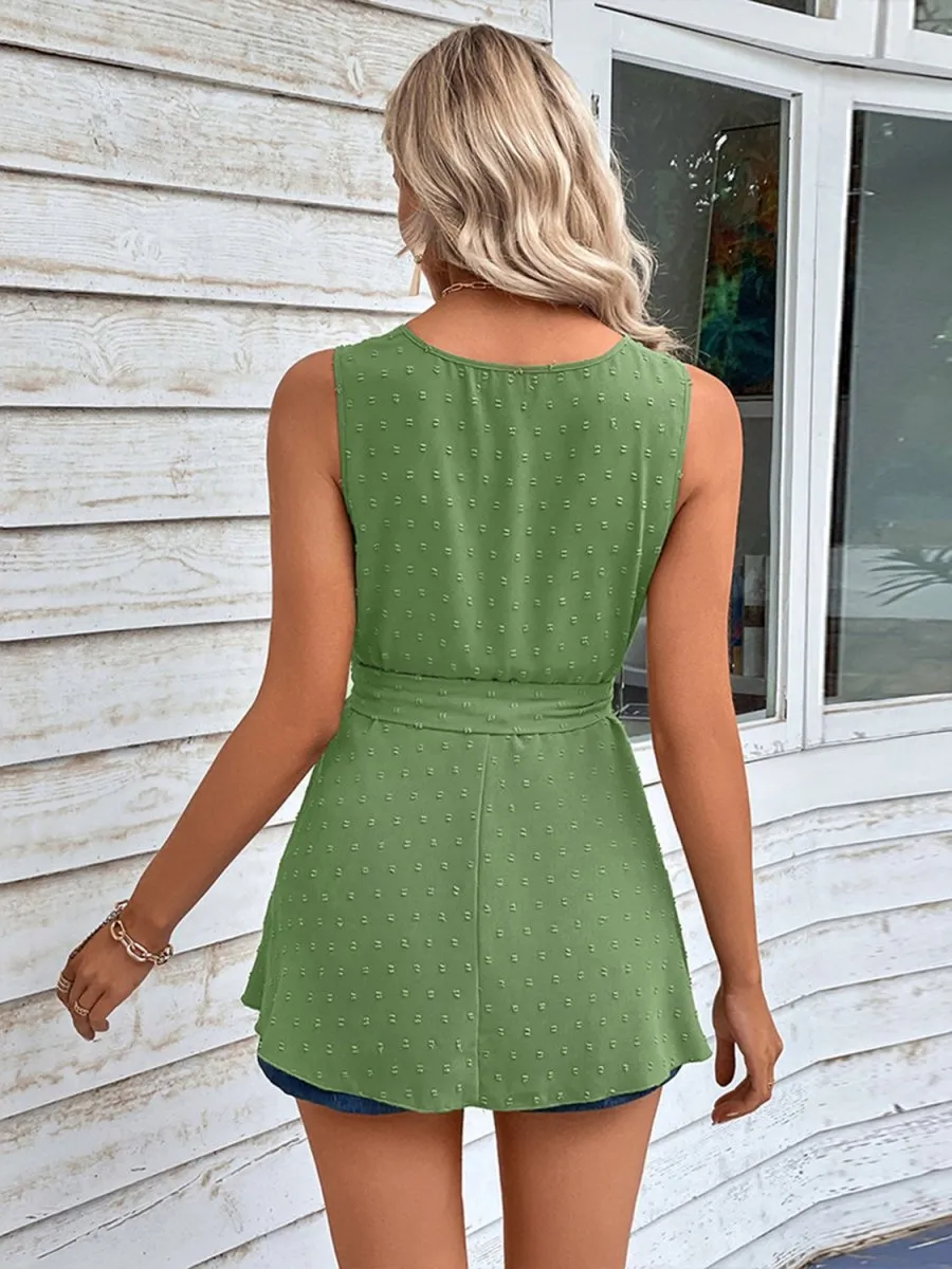 Green Tank Top Womens Tie Waist