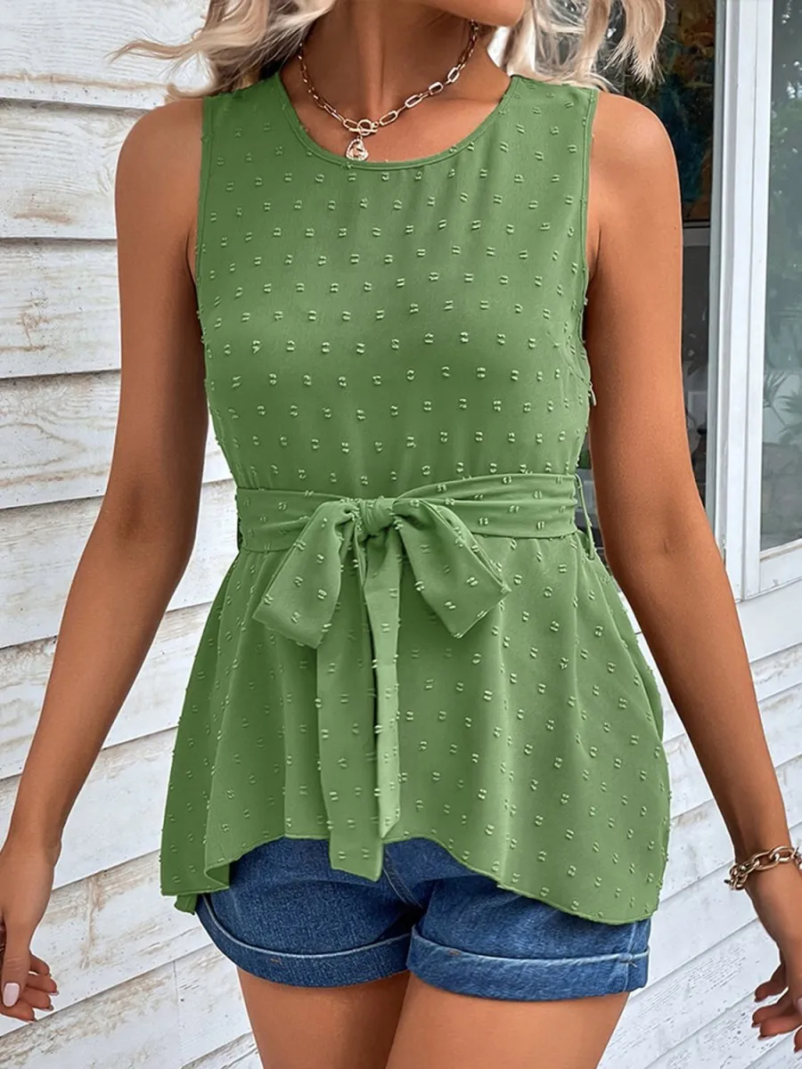 Green Tank Top Womens Tie Waist