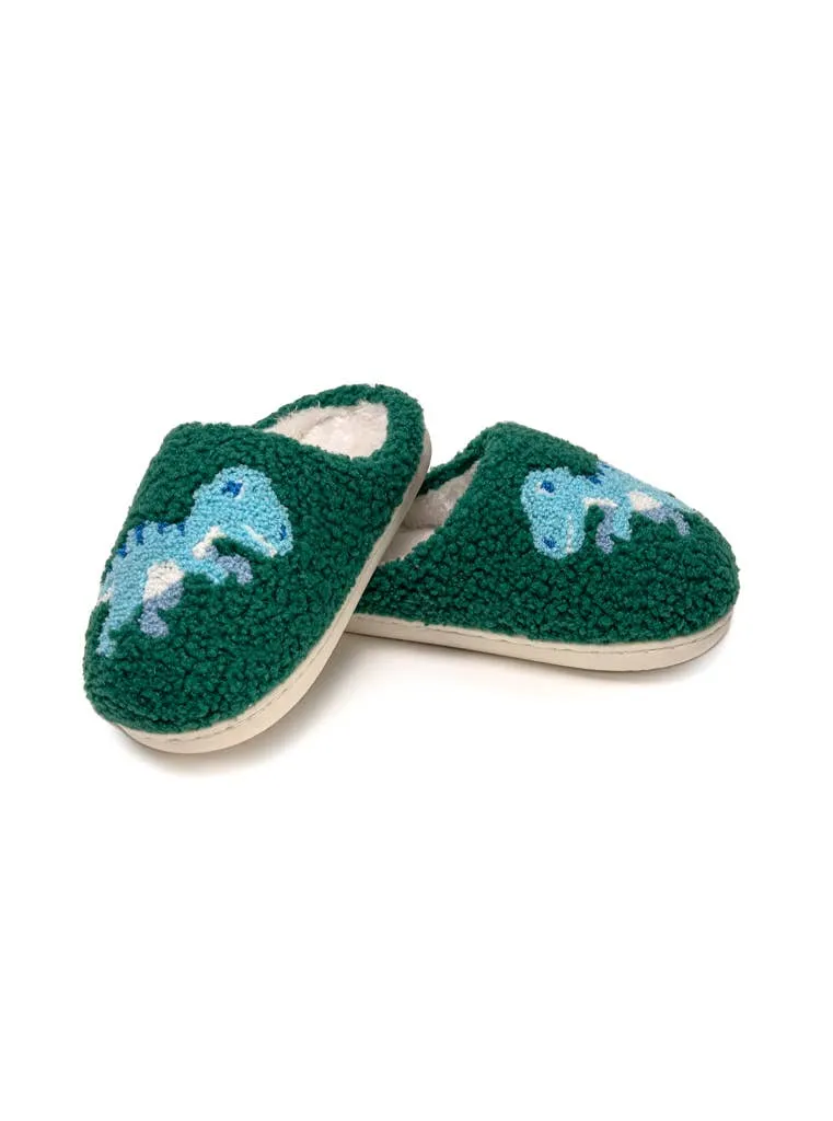 Indoor / Outdoor Slippers - Kids - Blue Dinosaurs - Green