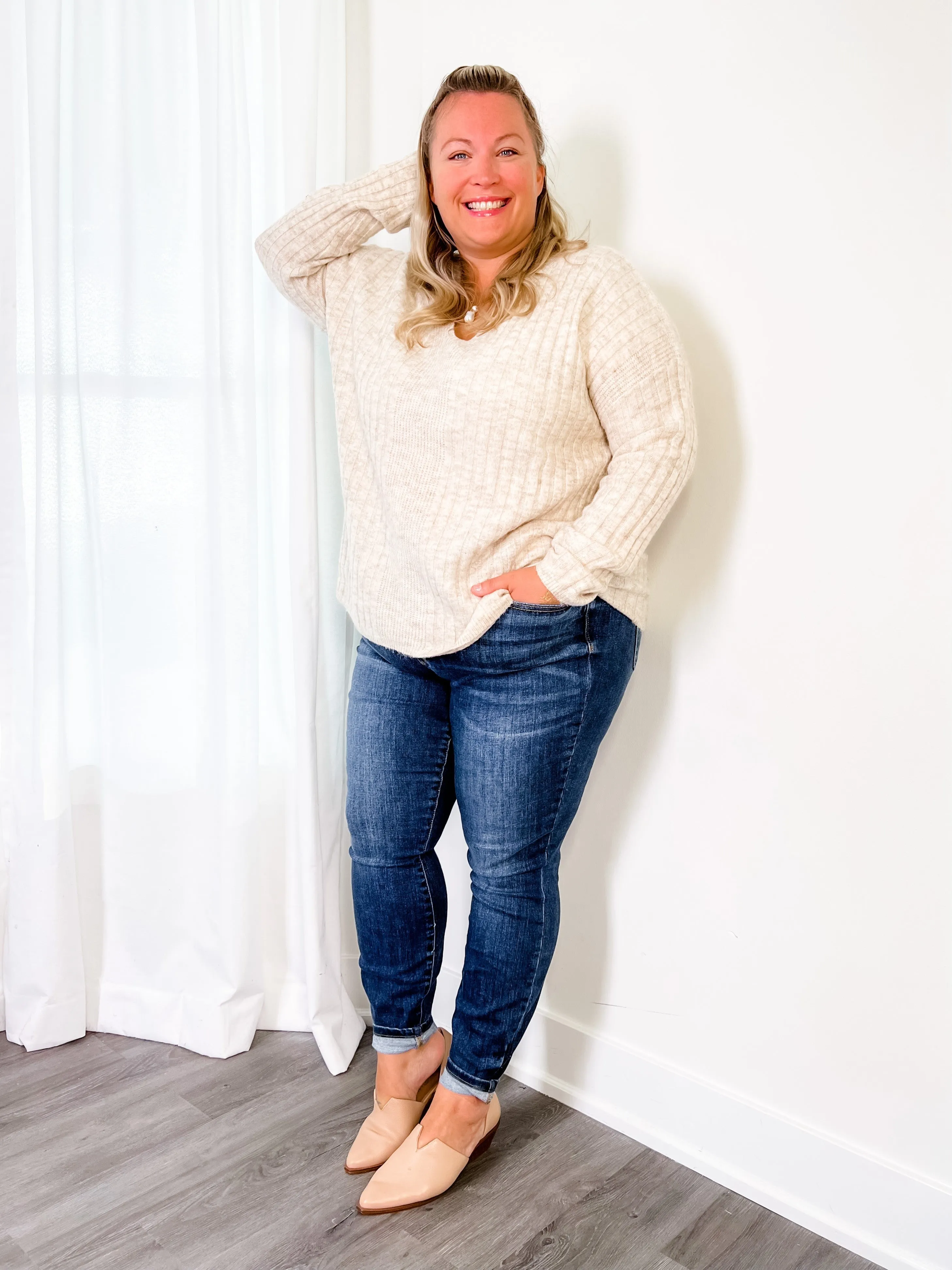 Judy Blue  8 Days A Week  Medium Wash Mid Rise Skinny jeans with Handsanding