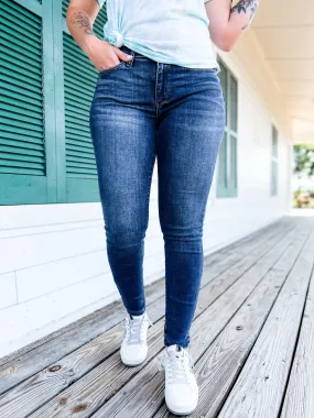 Judy Blue  8 Days A Week  Medium Wash Mid Rise Skinny jeans with Handsanding
