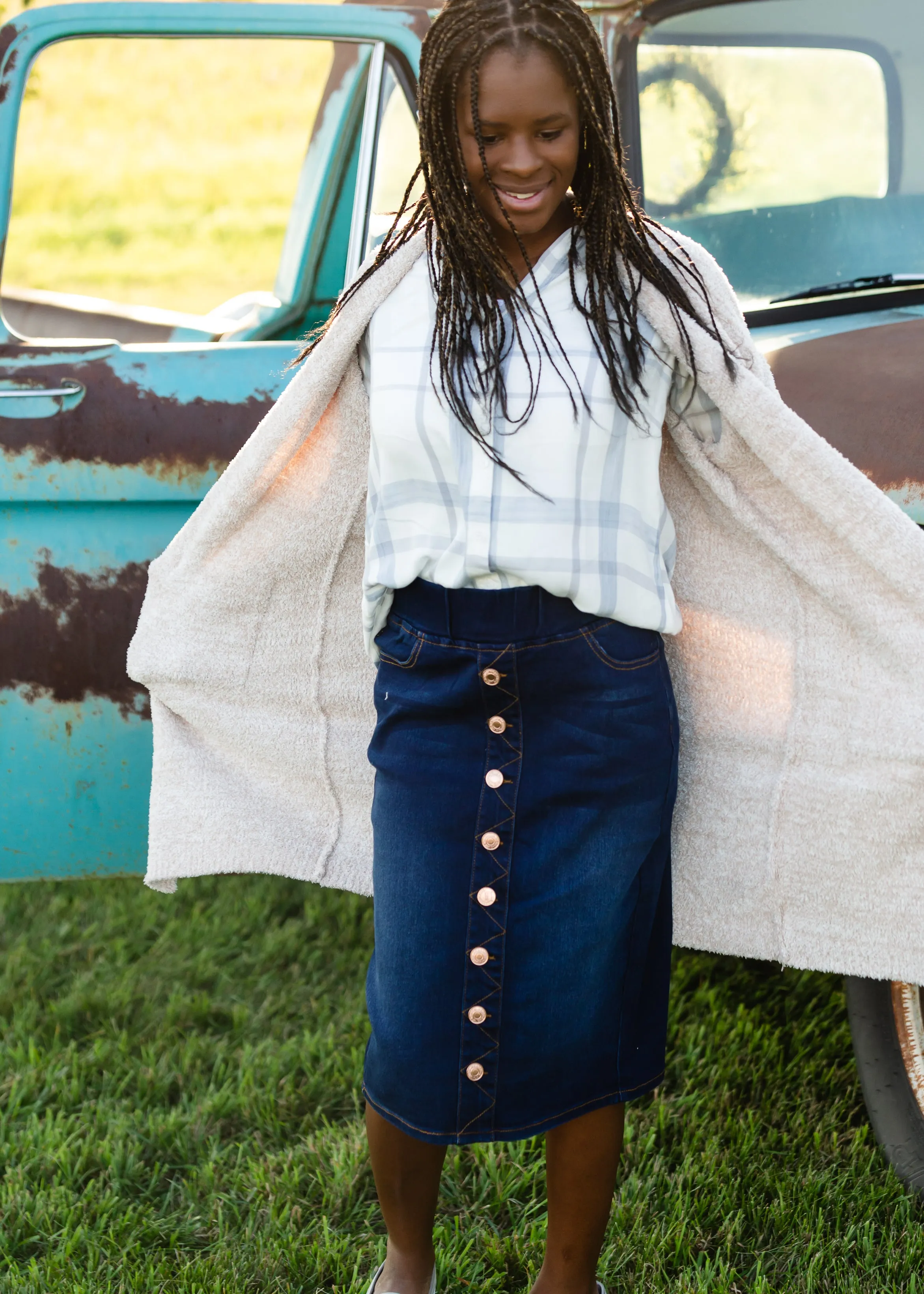 Lightweight Dusty Blue Plaid Shirt - FINAL SALE