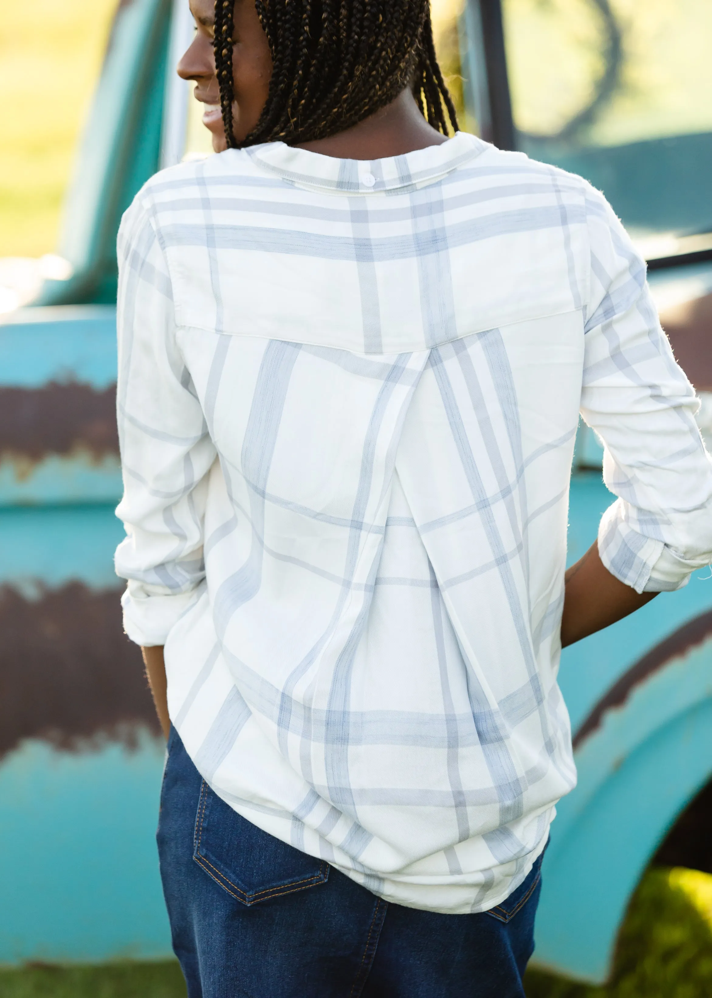 Lightweight Dusty Blue Plaid Shirt - FINAL SALE