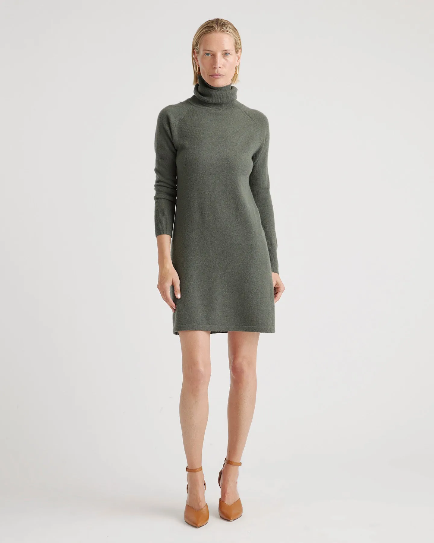 Lightweight Mongolian Cashmere Turtleneck Sweater Dress