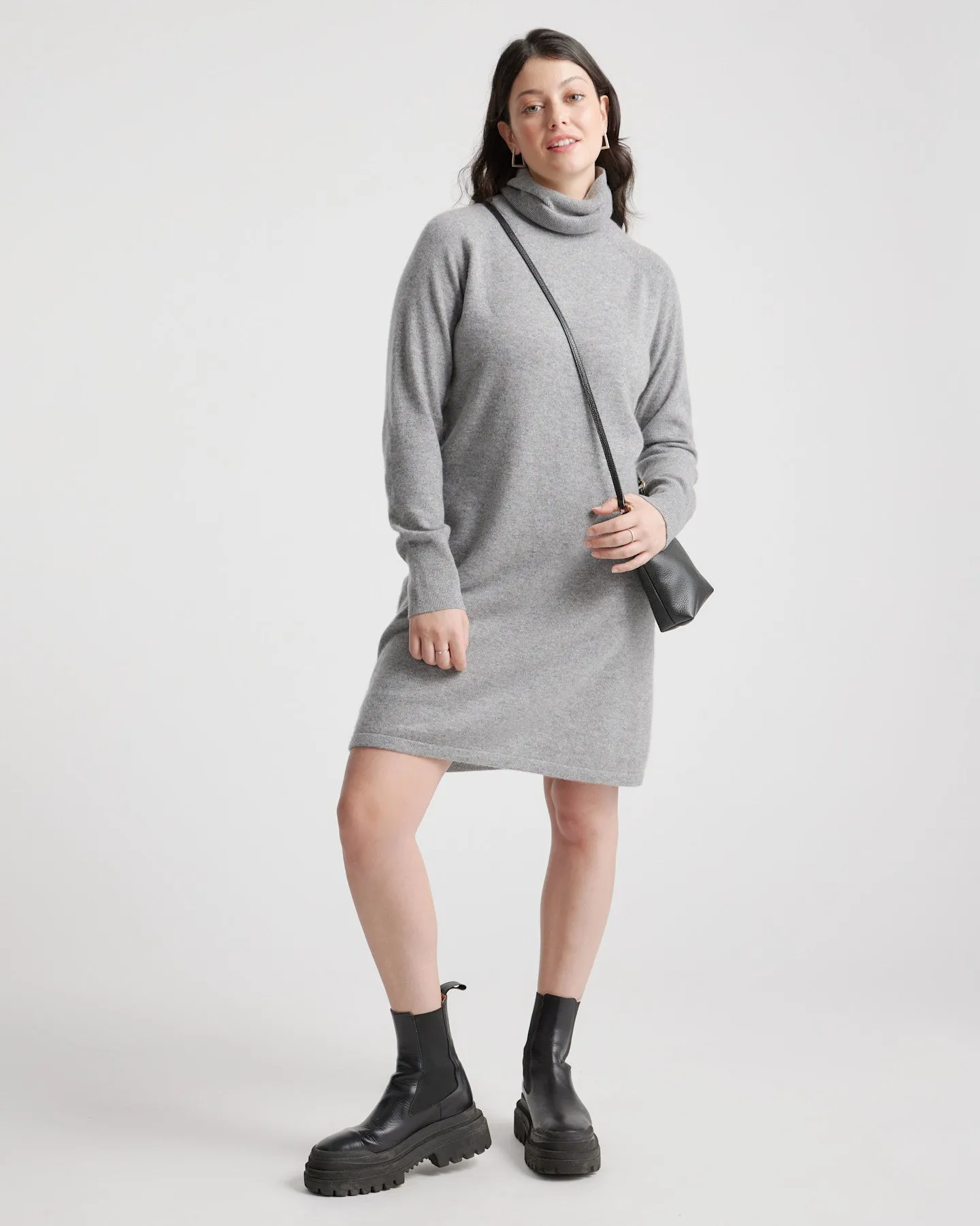 Lightweight Mongolian Cashmere Turtleneck Sweater Dress