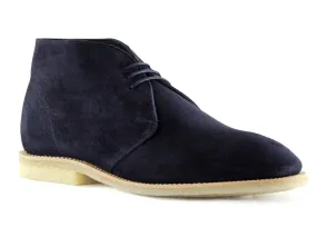 MARVIN Mens Navy Blue Suede Desert Boot Chukka with Crepe Sole