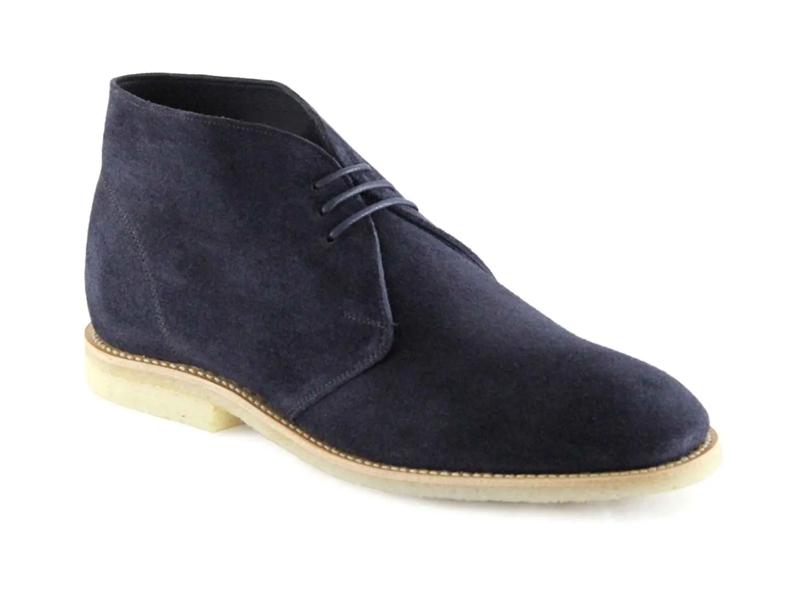 MARVIN Mens Navy Blue Suede Desert Boot Chukka with Crepe Sole