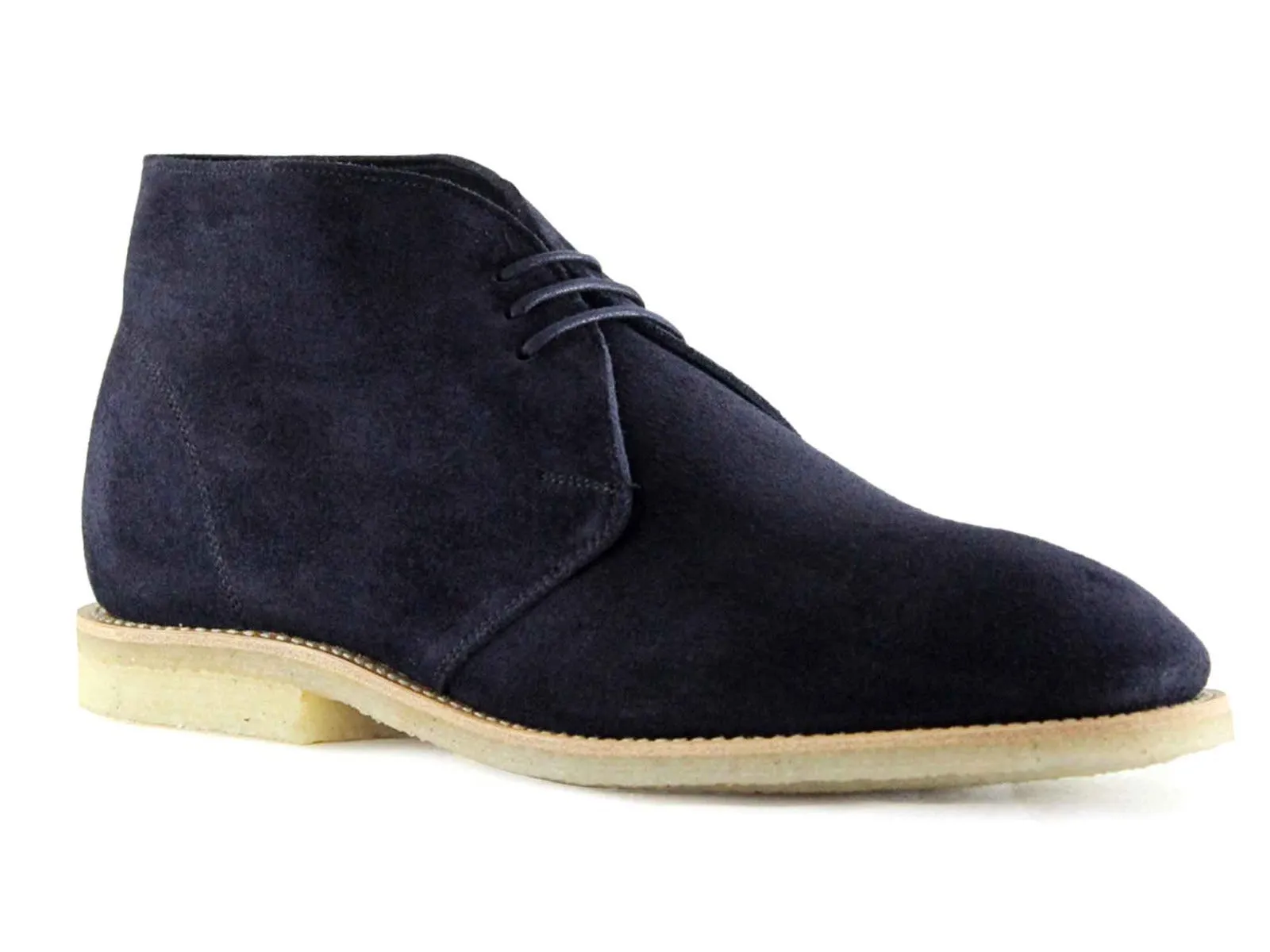 MARVIN Mens Navy Blue Suede Desert Boot Chukka with Crepe Sole