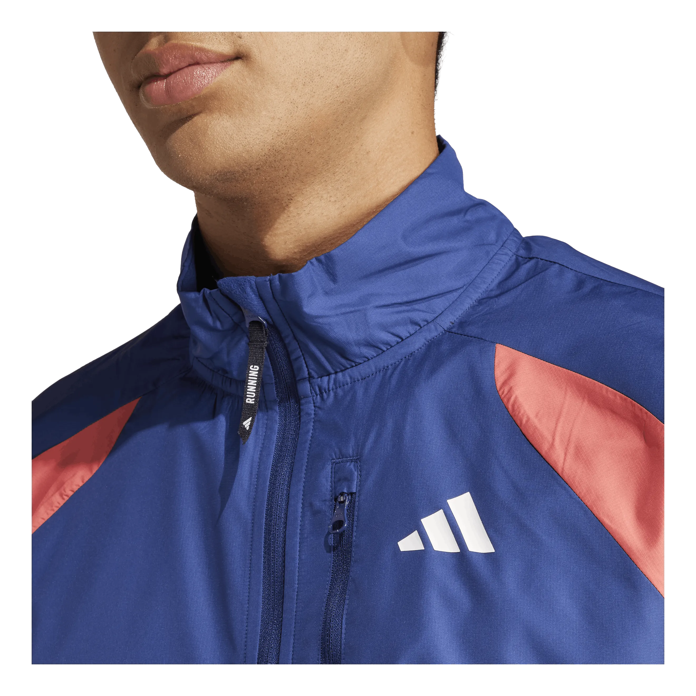Own The Run Colorblock Jacket Dark Blue / Better Scarlet / Preloved Scarlet