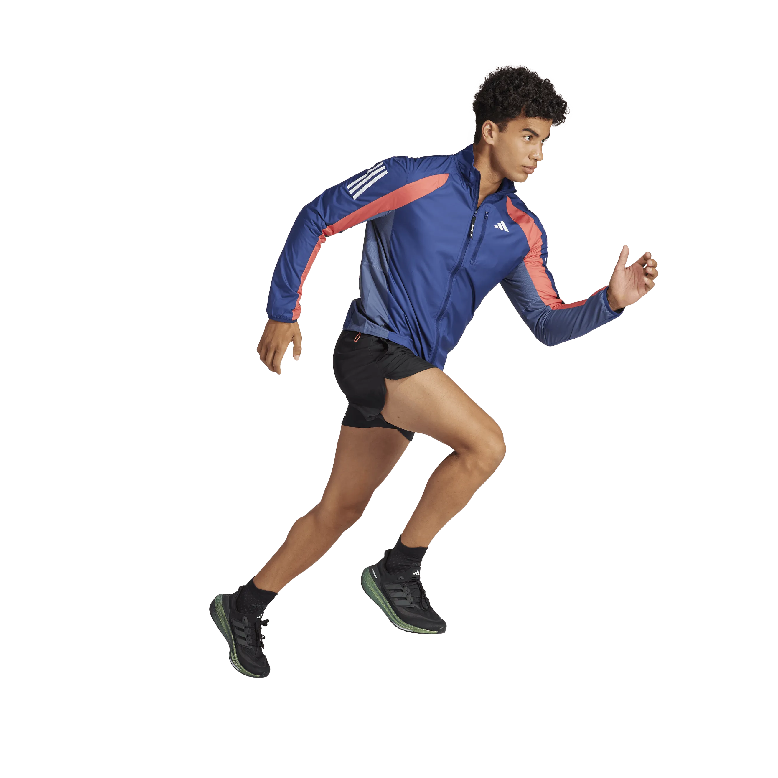 Own The Run Colorblock Jacket Dark Blue / Better Scarlet / Preloved Scarlet