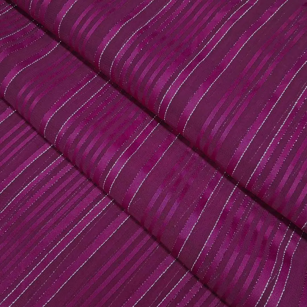 Pink Stripes Printed Georgette Fabric