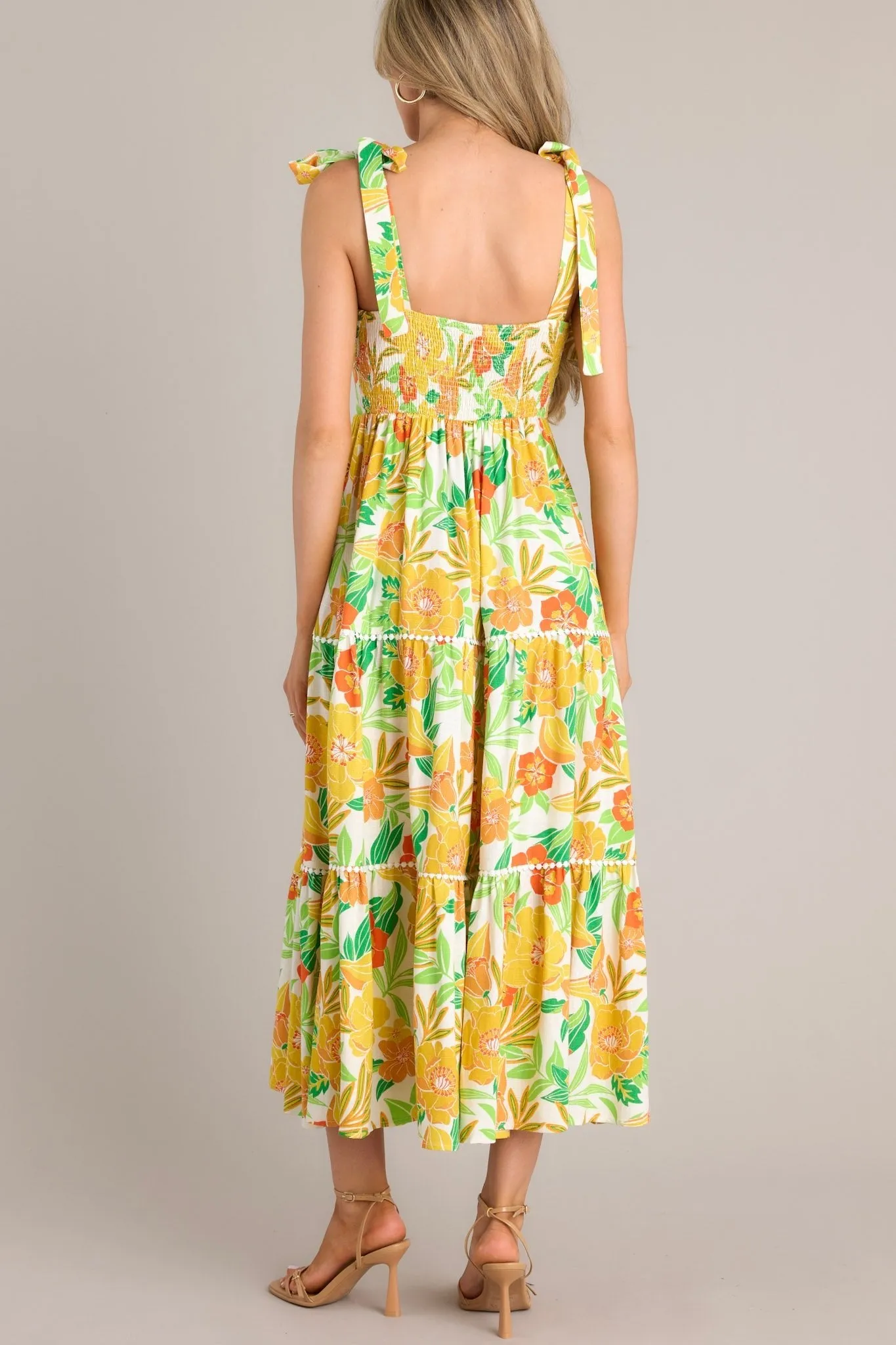 Planting Seeds Yellow Floral Linen Maxi Dress