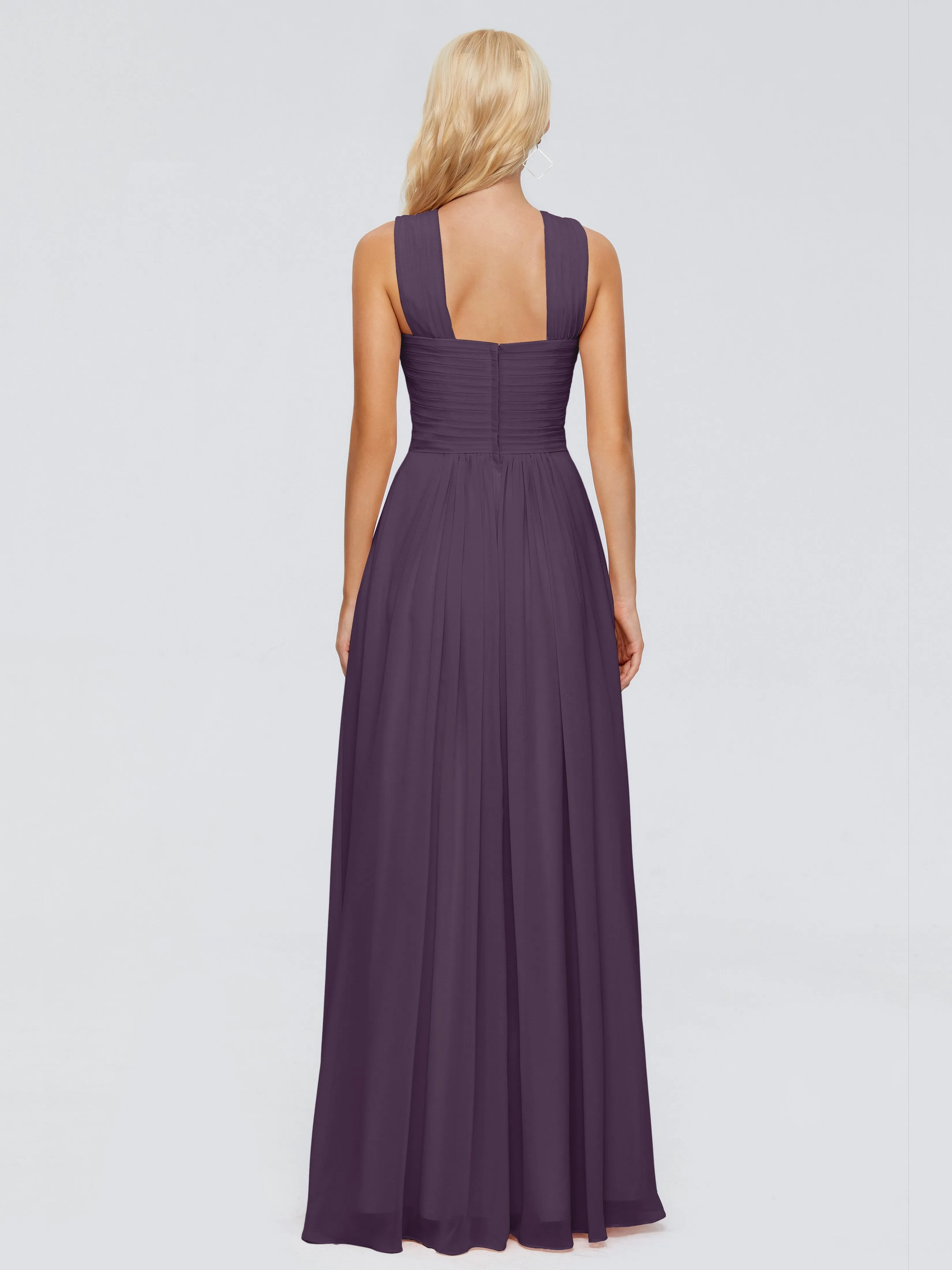 Plum Bridesmaid Dresses Aliyah Charming A-Line Straps Chiffon Bridesmaid Dresses