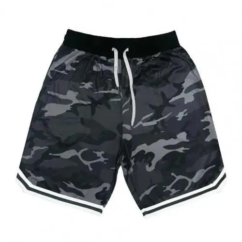 Plus Size Men's Camouflage Fitness Shorts – Quick-Dry Polyester Sports Shorts with Drawstring Waist – Casual & Comfortable Board Shorts for Active Wear