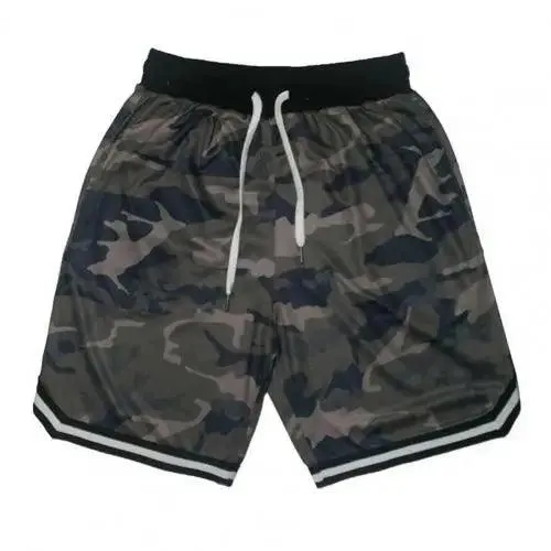 Plus Size Men's Camouflage Fitness Shorts – Quick-Dry Polyester Sports Shorts with Drawstring Waist – Casual & Comfortable Board Shorts for Active Wear