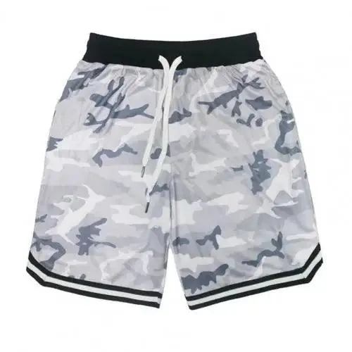 Plus Size Men's Camouflage Fitness Shorts – Quick-Dry Polyester Sports Shorts with Drawstring Waist – Casual & Comfortable Board Shorts for Active Wear