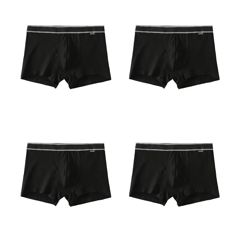 Solid Color Comfortable Trunks For Men 4 Pack