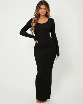 Trending Hollywood Style Bodycon Full Sleeve Dress In Black
