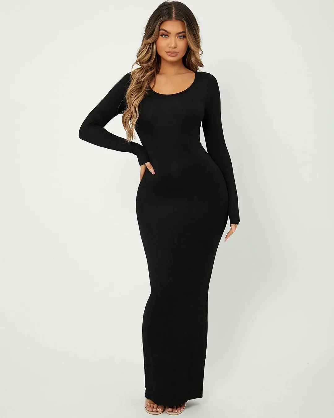 Trending Hollywood Style Bodycon Full Sleeve Dress In Black