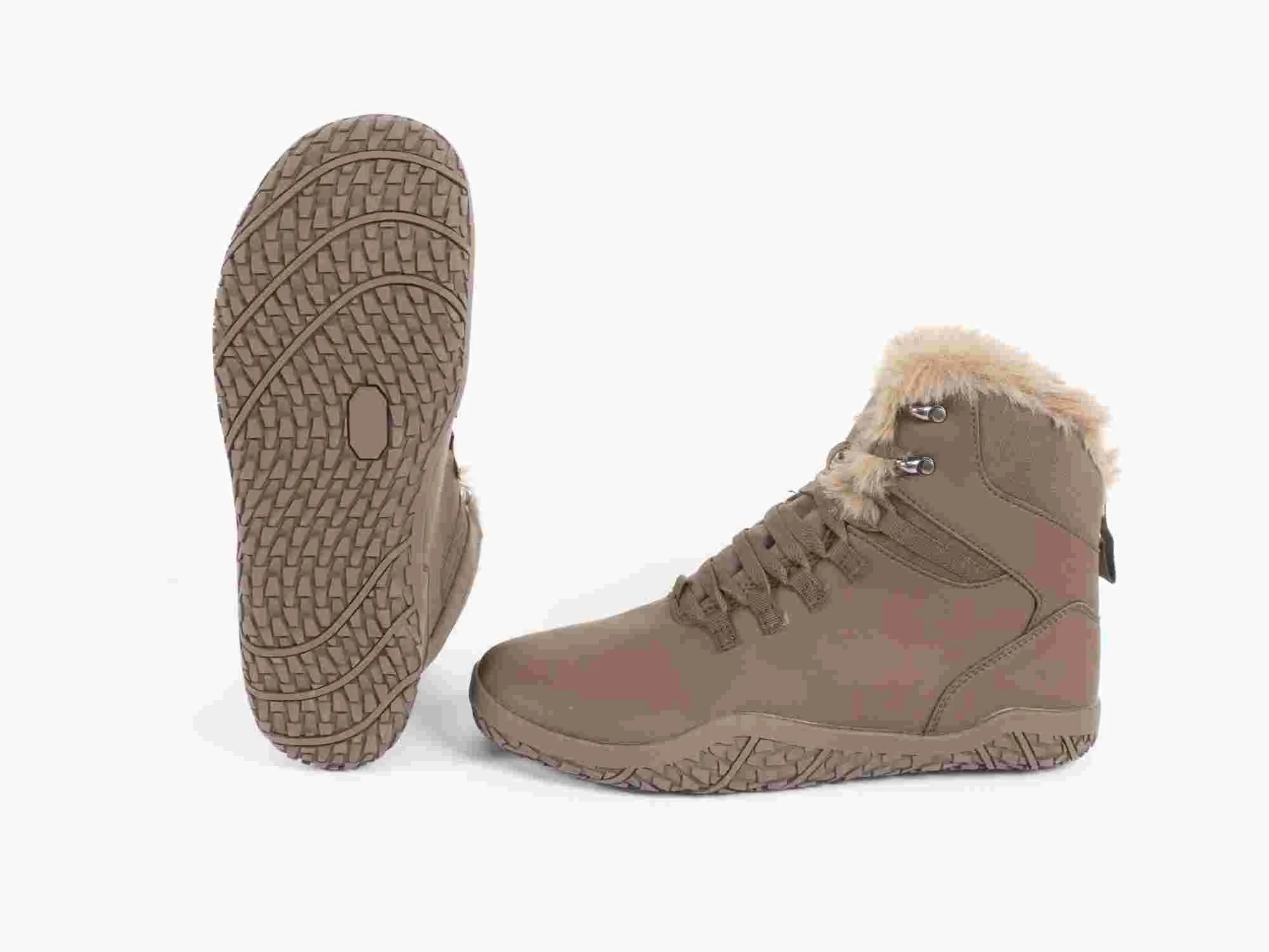 Vegan Barefoot Warm Walking Boots, Fur Lined Barefoot Boots