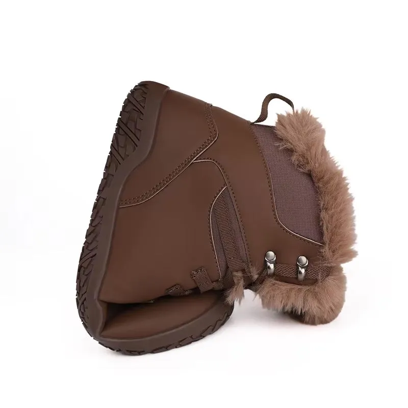 Vegan Barefoot Warm Walking Boots, Fur Lined Barefoot Boots