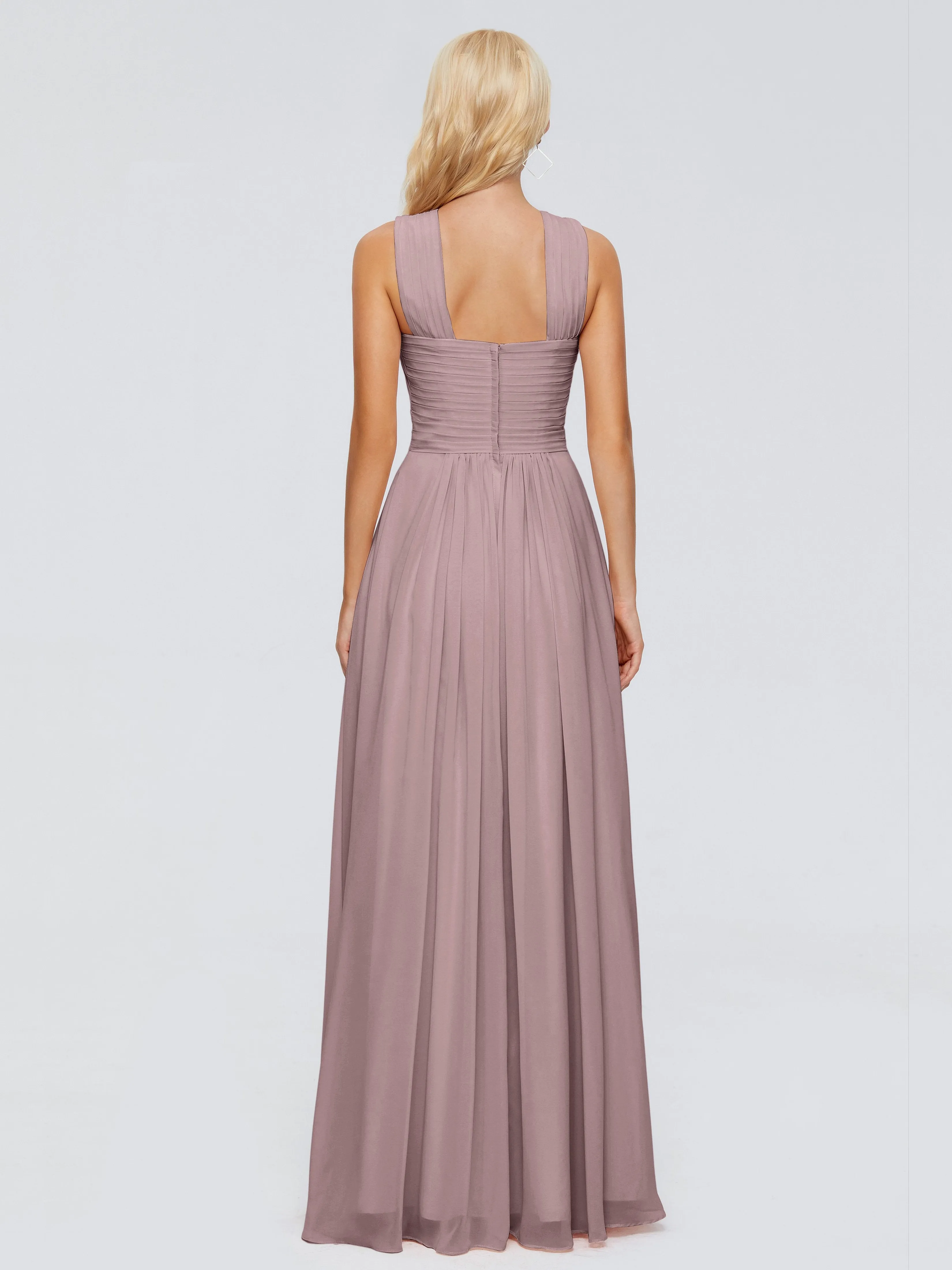 Vintage Mauve Bridesmaid Dresses Aliyah Charming A-Line Straps Chiffon Bridesmaid Dresses