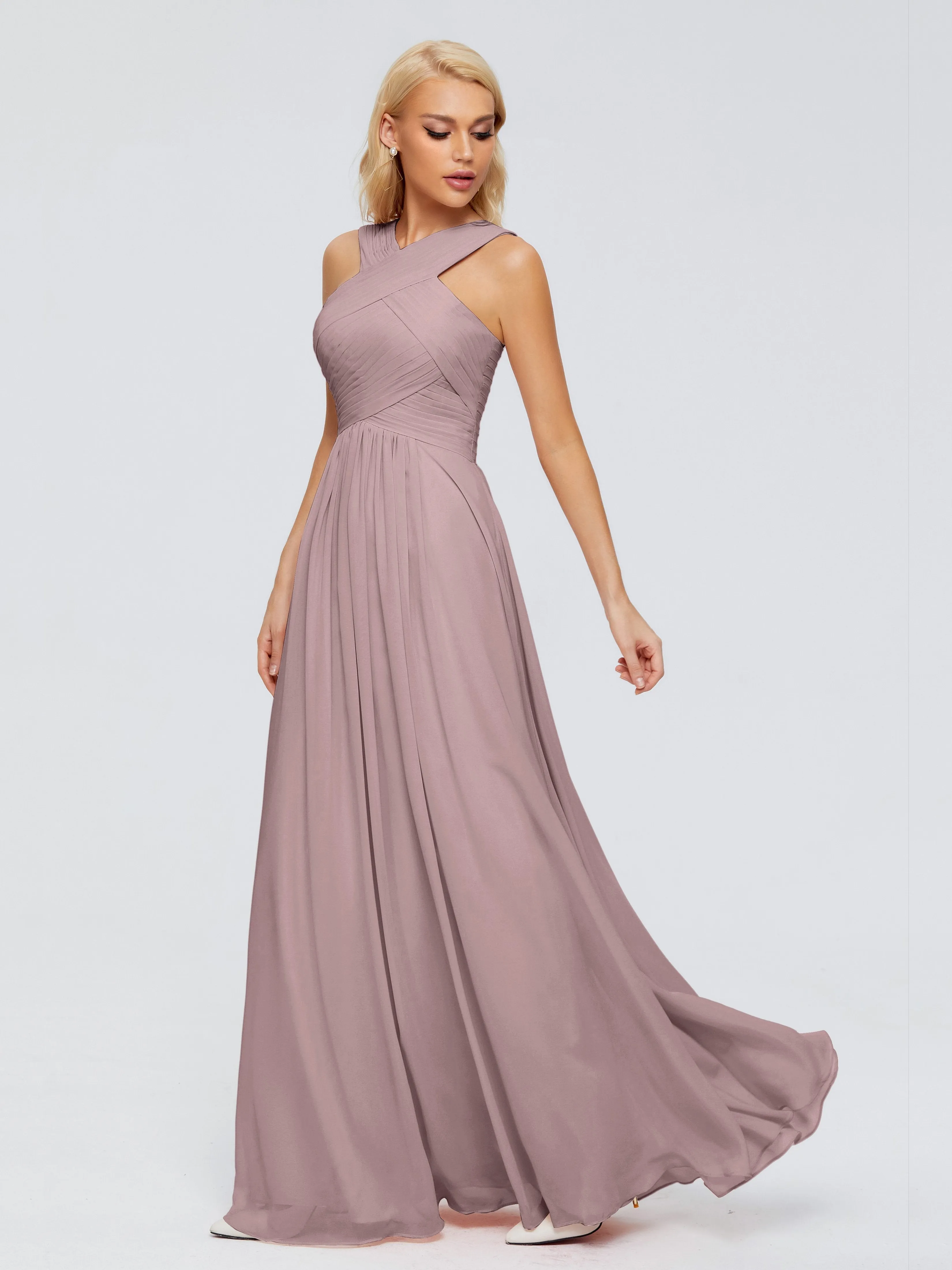 Vintage Mauve Bridesmaid Dresses Aliyah Charming A-Line Straps Chiffon Bridesmaid Dresses