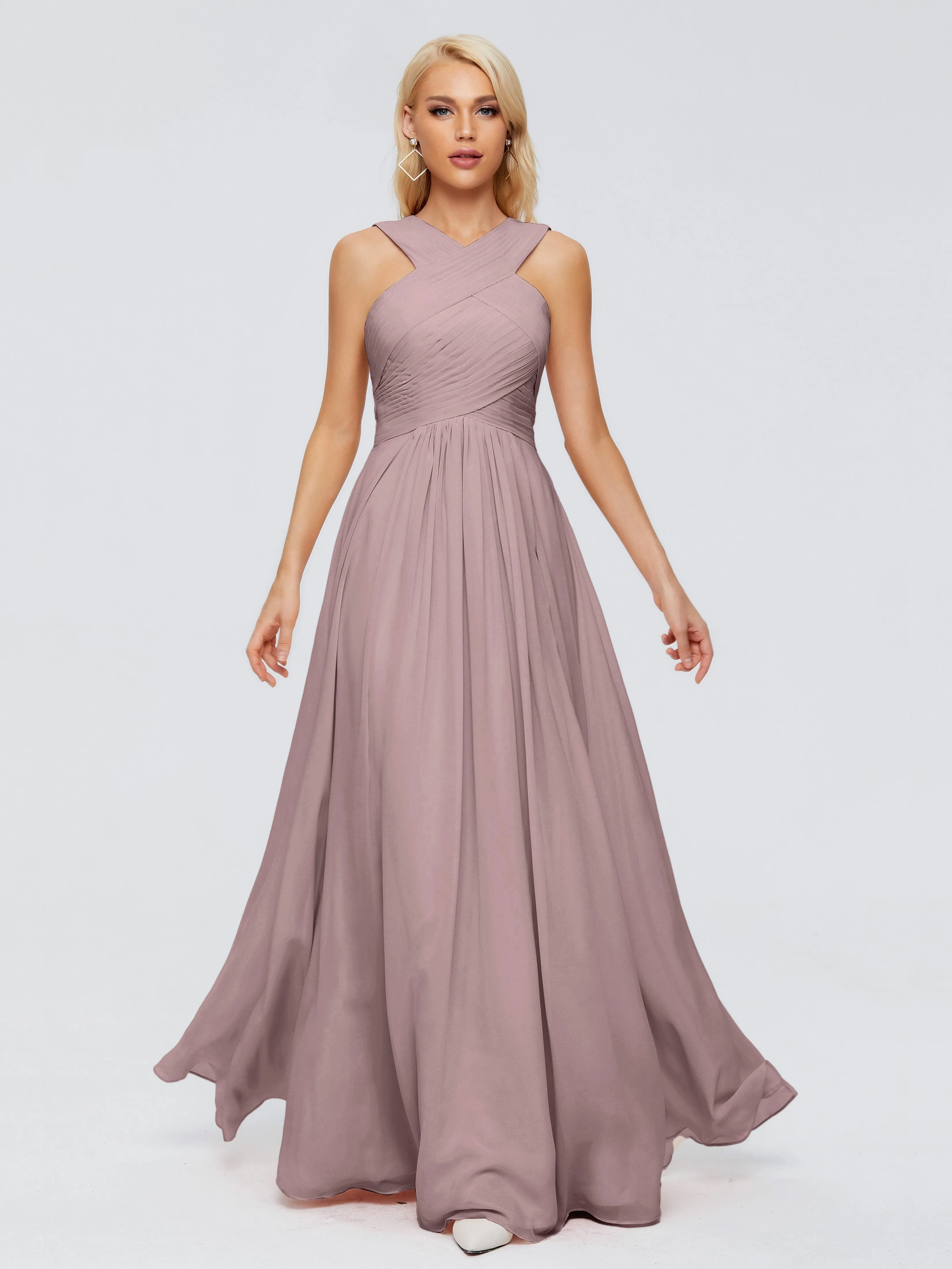 Vintage Mauve Bridesmaid Dresses Aliyah Charming A-Line Straps Chiffon Bridesmaid Dresses