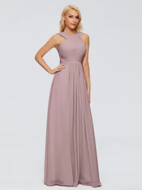 Vintage Mauve Bridesmaid Dresses Aliyah Charming A-Line Straps Chiffon Bridesmaid Dresses