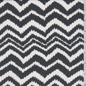 White/Black Jagged Chevron Georgette Fabric