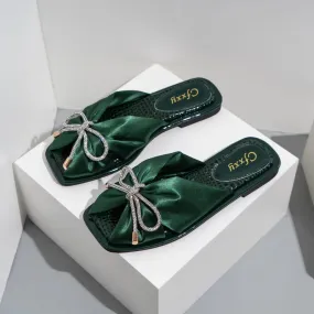 Women's Elegant Silk Bow Summer Slippers