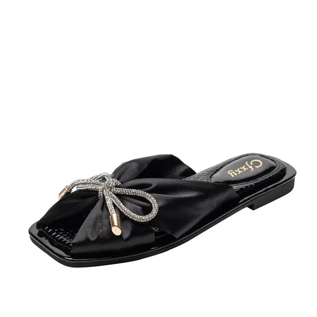 Women's Elegant Silk Bow Summer Slippers