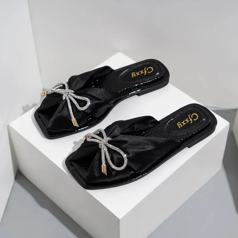 Women's Elegant Silk Bow Summer Slippers