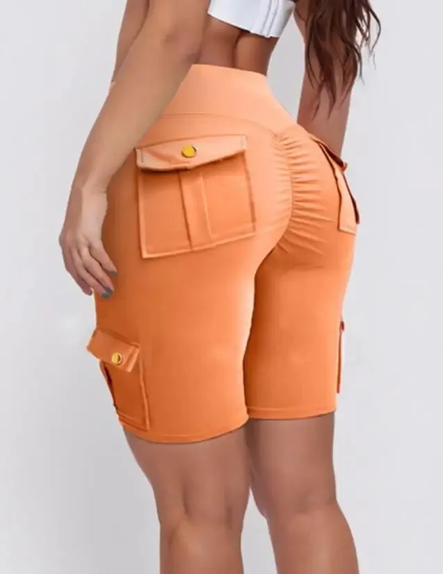 Women's Sports Pants Summer Fashion New Folded Quick Drying Pocket Yoga Shorts Fitness Comfortable Elastic Women's Sports Shorts