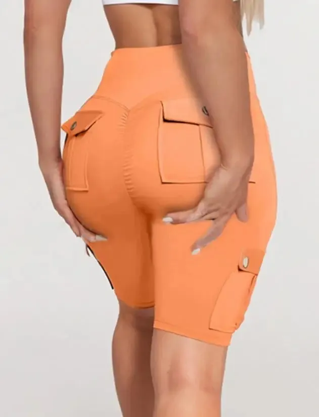Women's Sports Pants Summer Fashion New Folded Quick Drying Pocket Yoga Shorts Fitness Comfortable Elastic Women's Sports Shorts