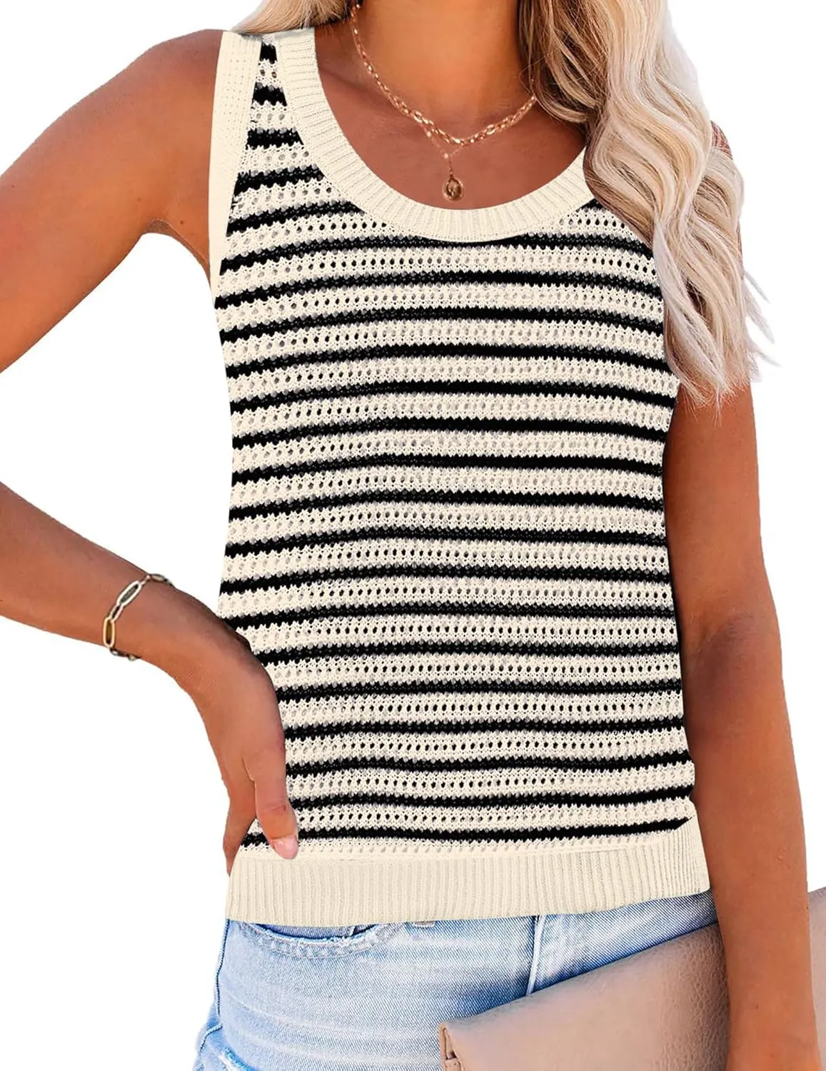 Zeagoo Crochet Sleeveless Sweater Vest